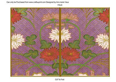 Purple Oriental Reeds Colour 7x5 Cut and Fold Card