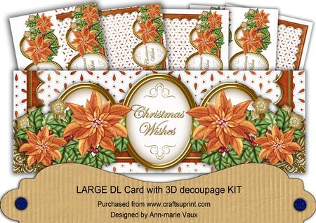 Borange Poinsettia Anglaise Christmas Wishes Large Dl Kit