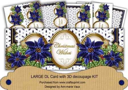 Dblue Poinsettia Anglaise Christmas Wishes Large Dl Kit