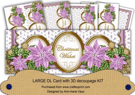 Lilac Poinsettia Anglaise Christmas Wishes Large Dl Kit