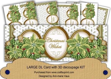 Olive Poinsettia Anglaise Christmas Wishes Large Dl Kit