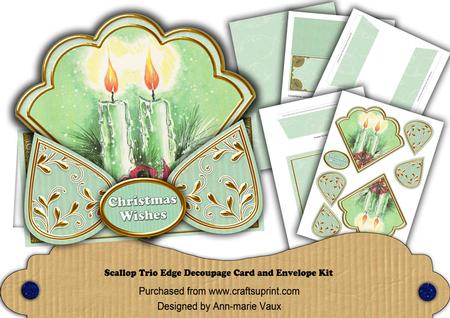 Candle Duo Mint Christmas Wishes Scallop Trio Kit