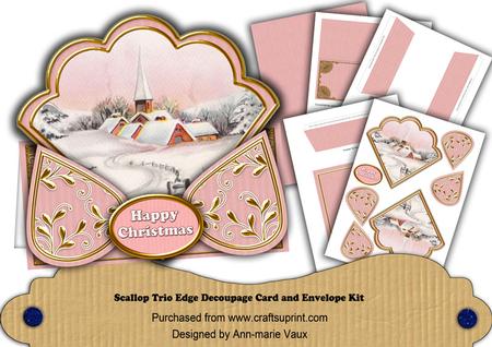 Pink Village Church Happy Christmas Scallop Trio Kit