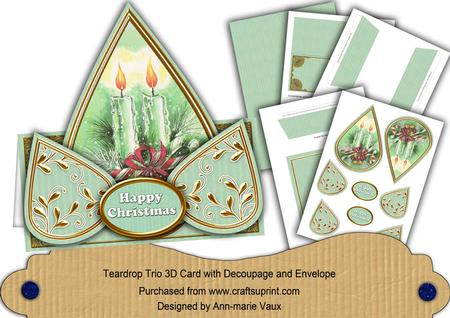 Candle Duo Mint Happy Christmas Teardrop Trio Kit
