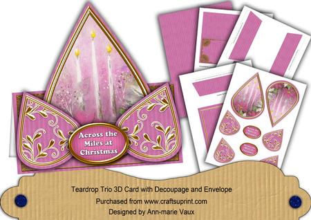 Pink Candles Across the Miles Teardrop Trio Kit