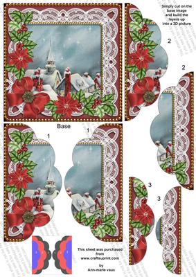 Rooftops Red Poinsettia 5in Scalloped Side Stacker