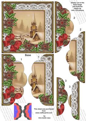 Snow Steeple Poinsettia 5in Scalloped Side Stacker