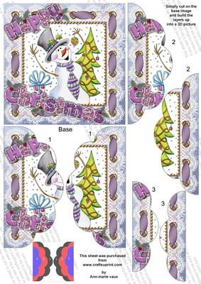 Snowman Ribbon Edge 5in Scalloped Side Stacker