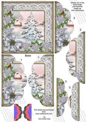 Silver Tree Poinsettia 5in Scalloped Side Stacker