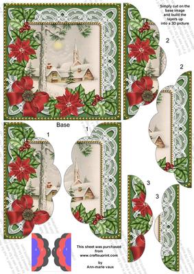 Winter Pub Red Poinsettia 5in Scalloped Side Stacker