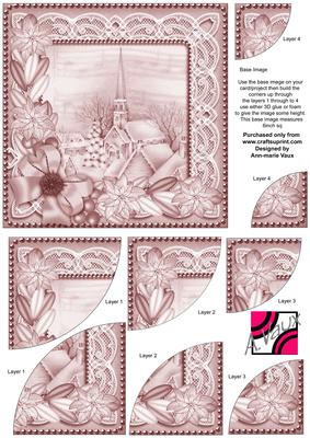 Village Church Dpink Tone Poinsettia 6in Duo Corner Stacker