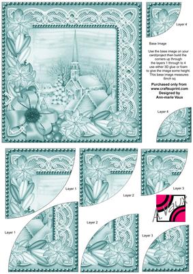 Village Church Teal Tone Poinsettia 6in Duo Corner Stacker