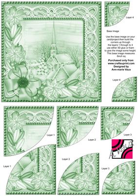 Village Church Mint Tone Poinsettia 6in Duo Corner Stacker