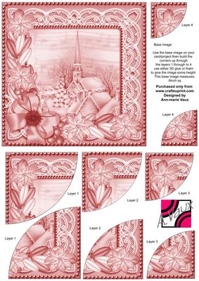 Village Church Pink Tone Poinsettia 6in Duo Corner Stacker