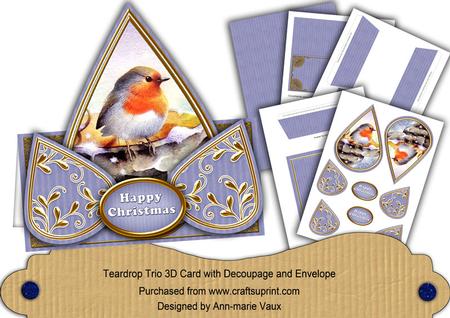 Blue Robin Happy Christmas Teardrop Trio Kit