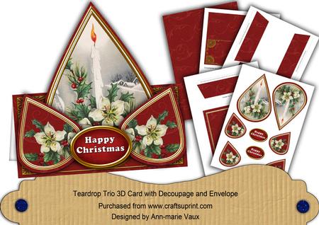 Floral Red Candle Happy Christmas Teardrop Trio Kit
