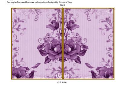 Lilac Vintage Tea Rose 7x5 Cut and Fold Card