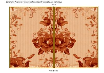 Borange Vintage Tea Rose 7x5 Cut and Fold Card