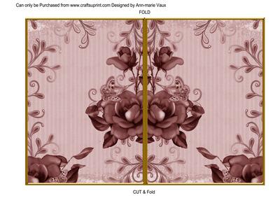 Dpink Vintage Tea Rose 7x5 Cut and Fold Card
