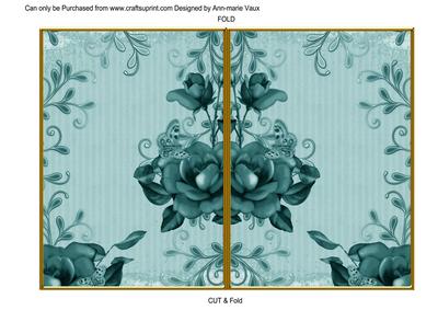 Dteal Vintage Tea Rose 7x5 Cut and Fold Card