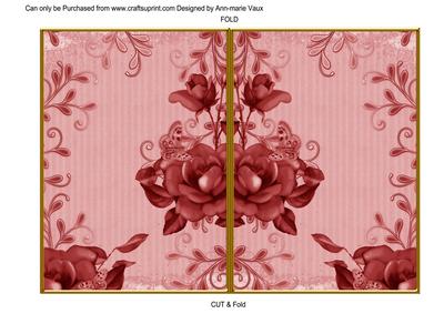 Pink Vintage Tea Rose 7x5 Cut and Fold Card