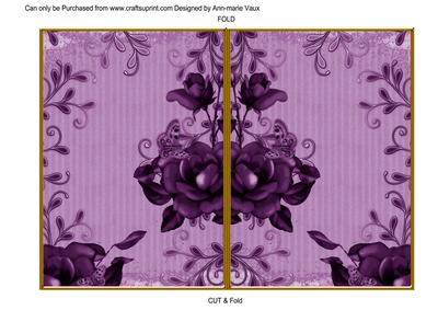 Purple Vintage Tea Rose 7x5 Cut and Fold Card