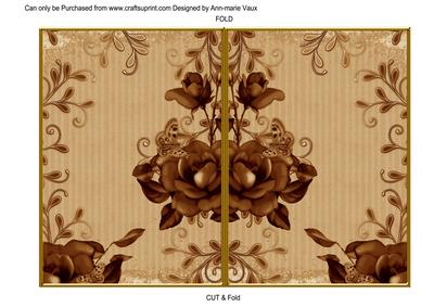 Vtea Vintage Tea Rose 7x5 Cut and Fold Card