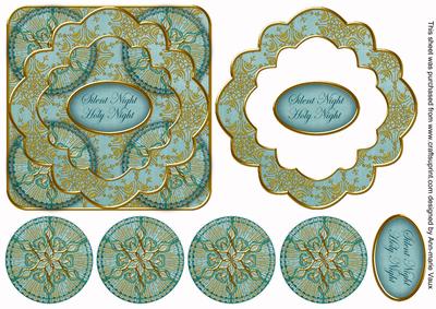 Dteal Goldflake Silent Night 3D Rosette Decoupage Topper