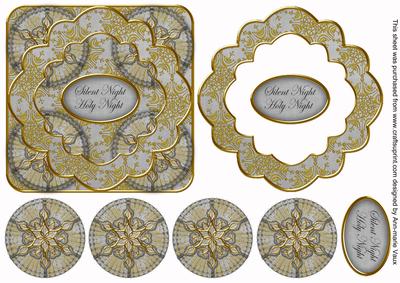 Silver Goldflake Silent Night 3D Rosette Decoupage Topper