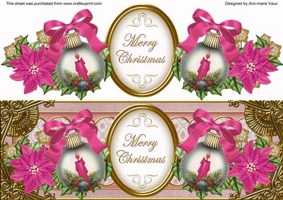 Pink Candle Merry Christmas Large Dl Topper