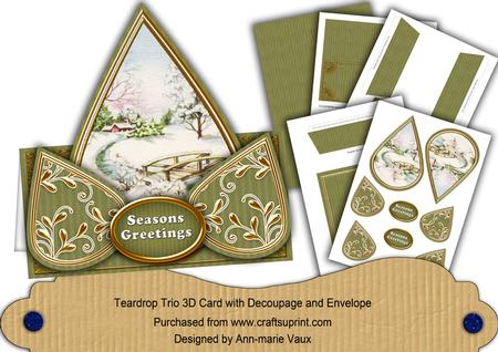 Pretty Snowscene Olive Seasons Greetings Teardrop Trio Kit