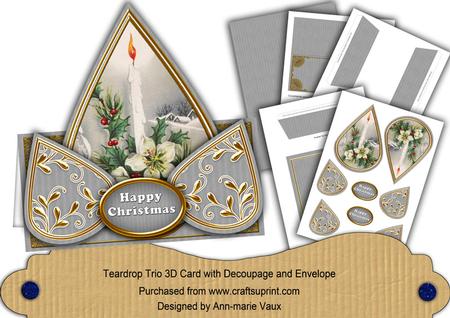 Floral Candle Silver Happy Christmas Teardrop Trio Kit
