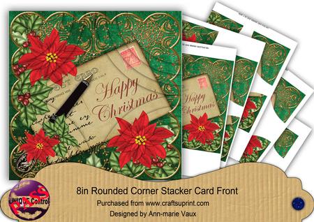Red Poinsettia Happy Christmas 8in Round Corner Stacker Kit