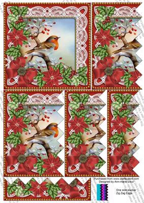 Red Robin Poinsettia 5in Zig Zag One Side Stacker