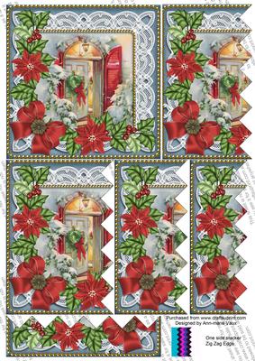 Christmas Door Poinsettia 5in Zig Zag One Side Stacker