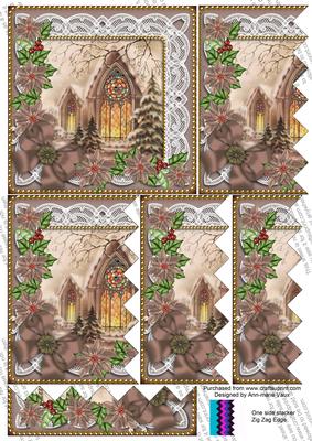 Church Window Plum Poinsettia 5in Zig Zag One Side Stacker