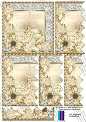 Cream Village Church Poinsettia 5in Zig Zag One Side Stacker