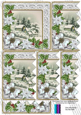 Dream Church Poinsettia 5in Zig Zag One Side Stacker