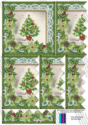 Elegant Tree Green Poinsettia 5in Zig Zag One Side Stacker