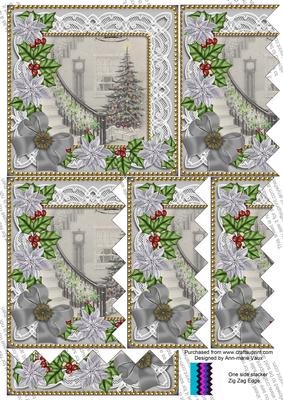 Grey Tree Poinsettia 5in Zig Zag One Side Stacker