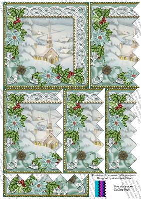 New Church Teal Poinsettia 5in Zig Zag One Side Stacker