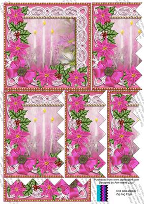 Pink Candles Poinsettia 5in Zig Zag One Side Stacker