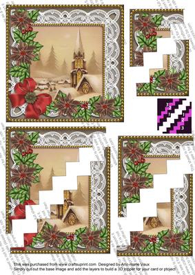 Snow Steeple Poinsettia 5in Zig Zag Corner Stacker