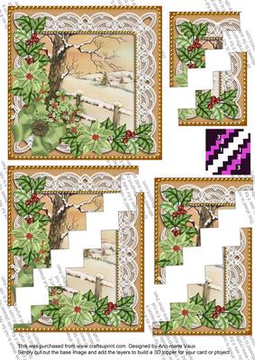 Winter Tale Green Poinsettia 5in Zig Zag Corner Stacker