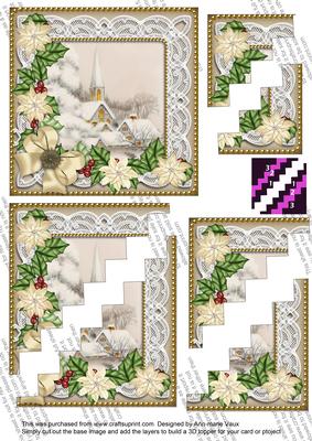 Ice Church Cream Poinsettia 5in Zig Zag Corner Stacker