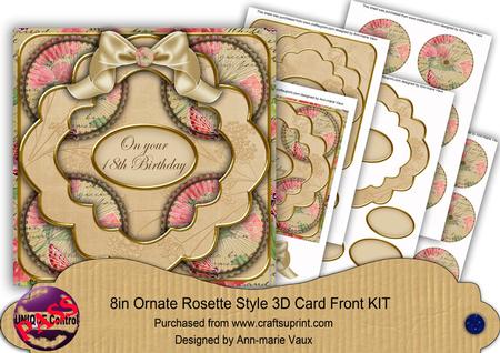 Cream Sweetpeas 18th Birthday 3D Rosette 8in Card Front Kit