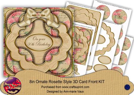 Cream Sweetpeas 30th Birthday 3D Rosette 8in Card Front Kit