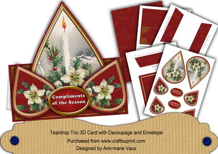 Floral Red Candle Compliments of Season Teardrop Trio Kit