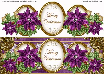 Dpurple Poinsettia Merry Christmas Dl Decoupage Topper