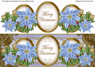 Pblue Poinsettia Merry Christmas Dl Decoupage Topper